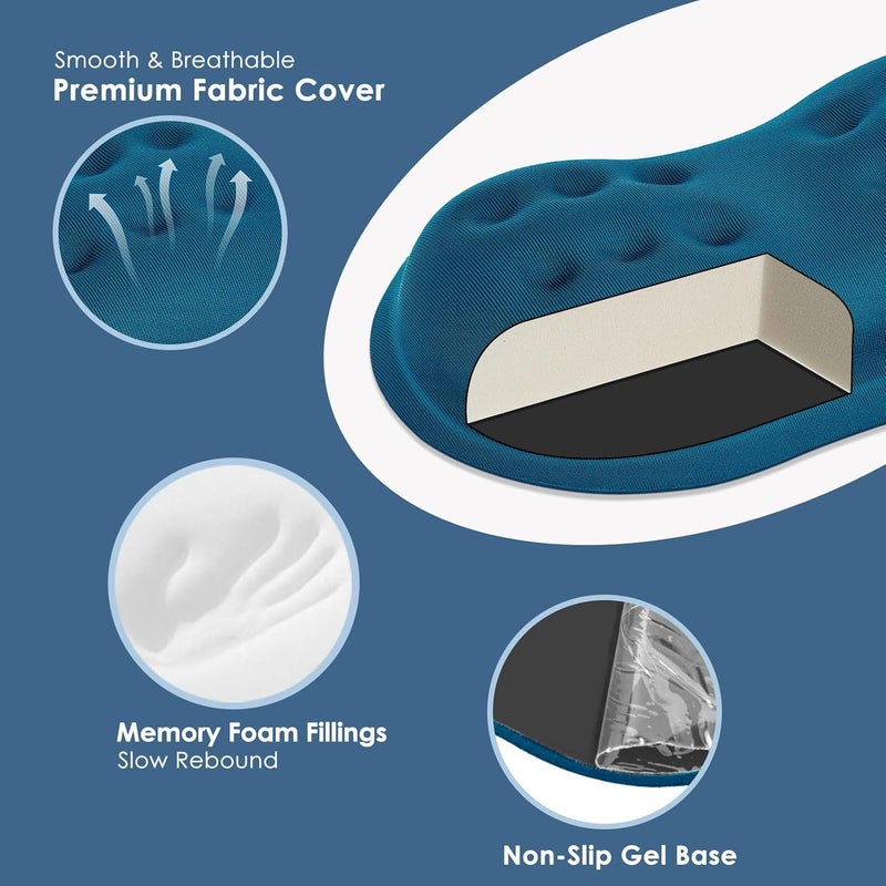 Vankey Mouse Wrist Rest, Soft Mouse Wrist Support Pad with Memory Foam, Non-Slip Base (Sea Blue) - Image 5